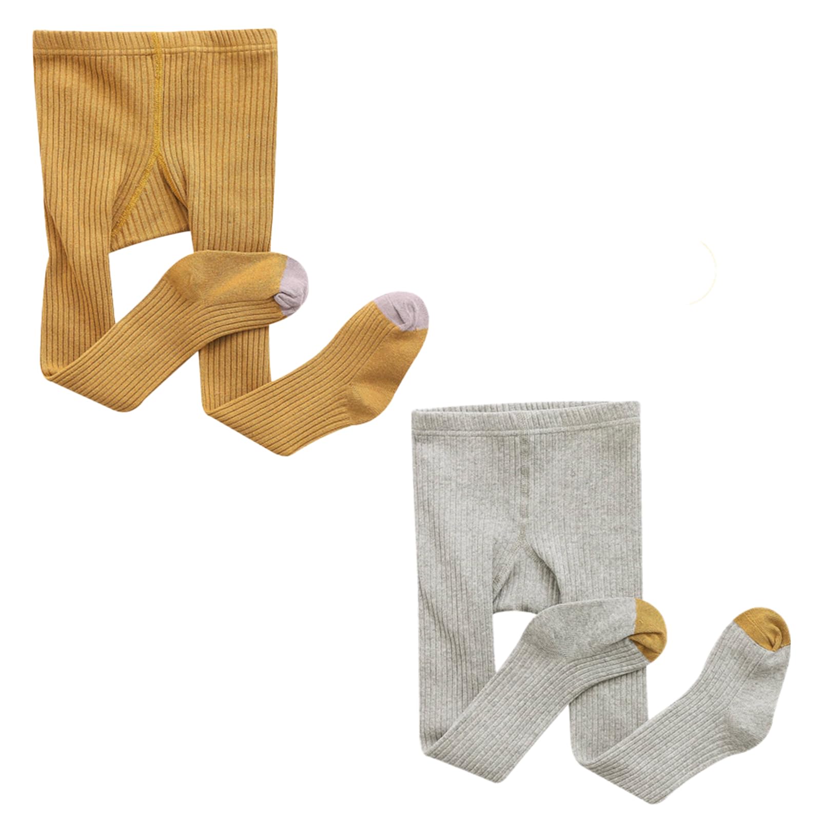 

Mirachic Baby Tights, 2-Pack, Ribbed, Two-Tone, Long, High-Waisted, Wedding Tights for Boys and Girls, TN-BABT, Yellow