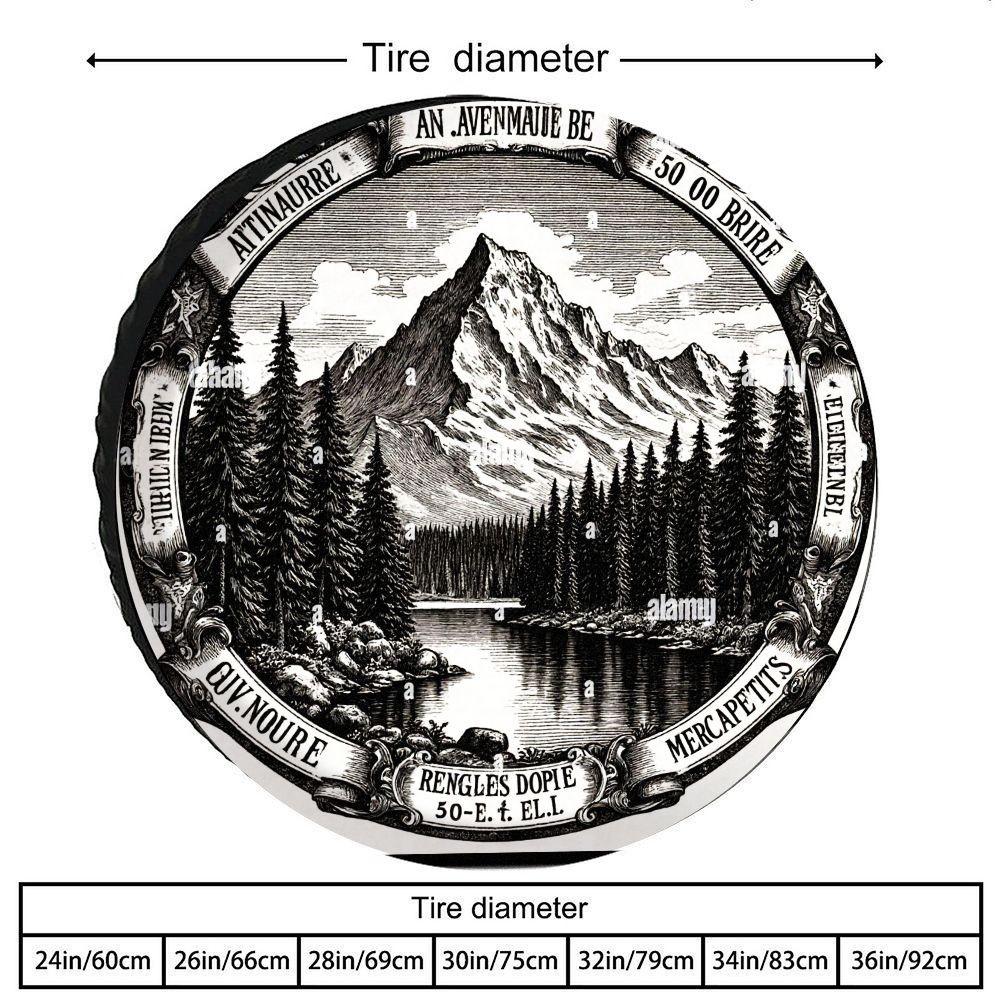 Vintage Landscape Tire Cover Polyester Durable Outdoor Camping Spare Wheel Protector