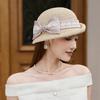 New French Elegant Lace Bow Straw Top Hat Women's Summer Sunshade Holiday Bucket Hat