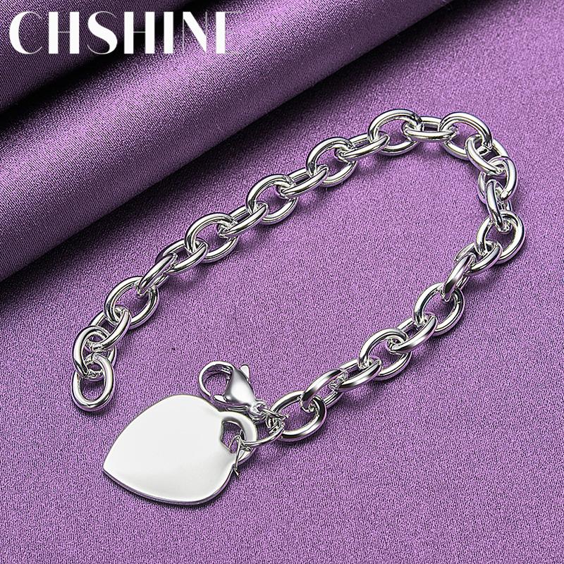 CHSHINE Bransoletka ze Srebra Próby 925 z Serduszkiem Dla Kobiet Weselna Impreza Modna Biżuteria z Charmsami