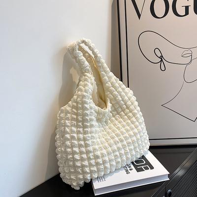 Girl's Western Style Cloud Puff Flower Shoulder Bag for Women  New Summer Canvas Simple Handbag
