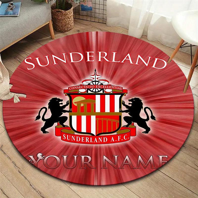 Sunderland A.F Custom Name Round Area Rug,Carpet Rug for Living Room Bedroom Sofa Playroom Decor,Non-slip Floor Mat