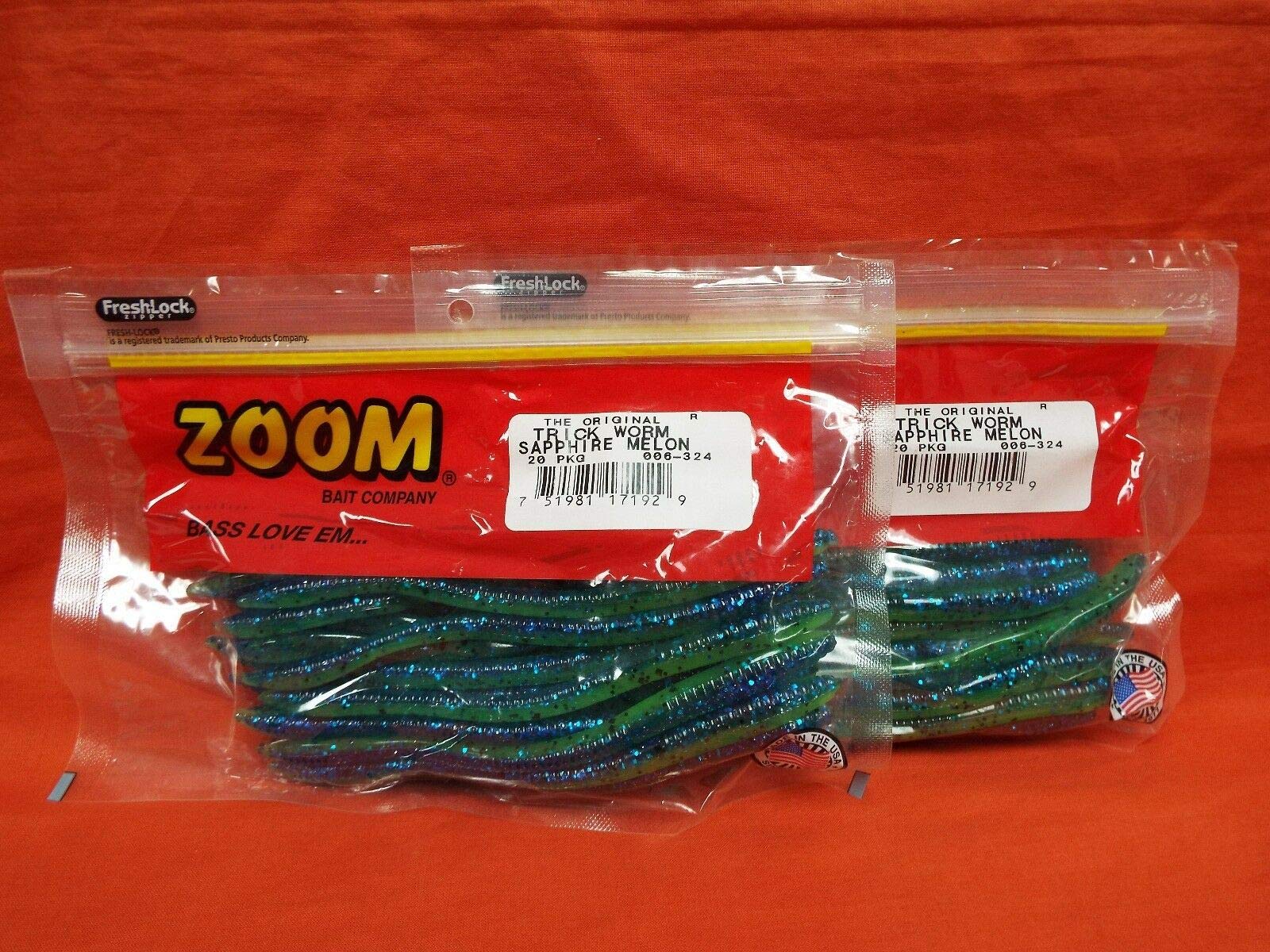 ZBC (Zoom) Trick Worm 324 Sapphire Melon 6-3/4 inch
