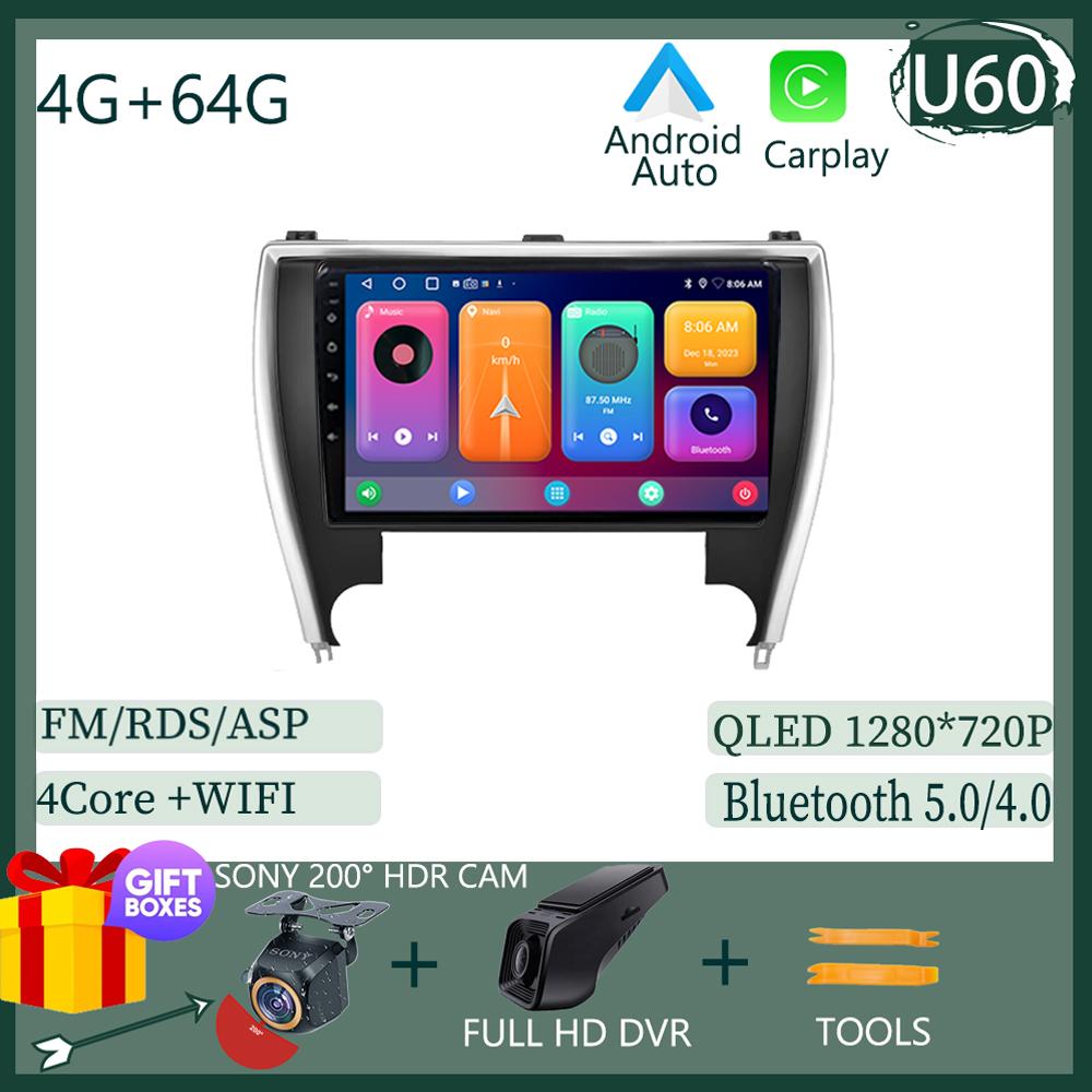 10.1INCH Android 13 Car Radio For Toyota Camry 7 XV 50 55 2015 2016 2017 Multimedia 4G+WIFI Video Player Navigation GPS Stereo