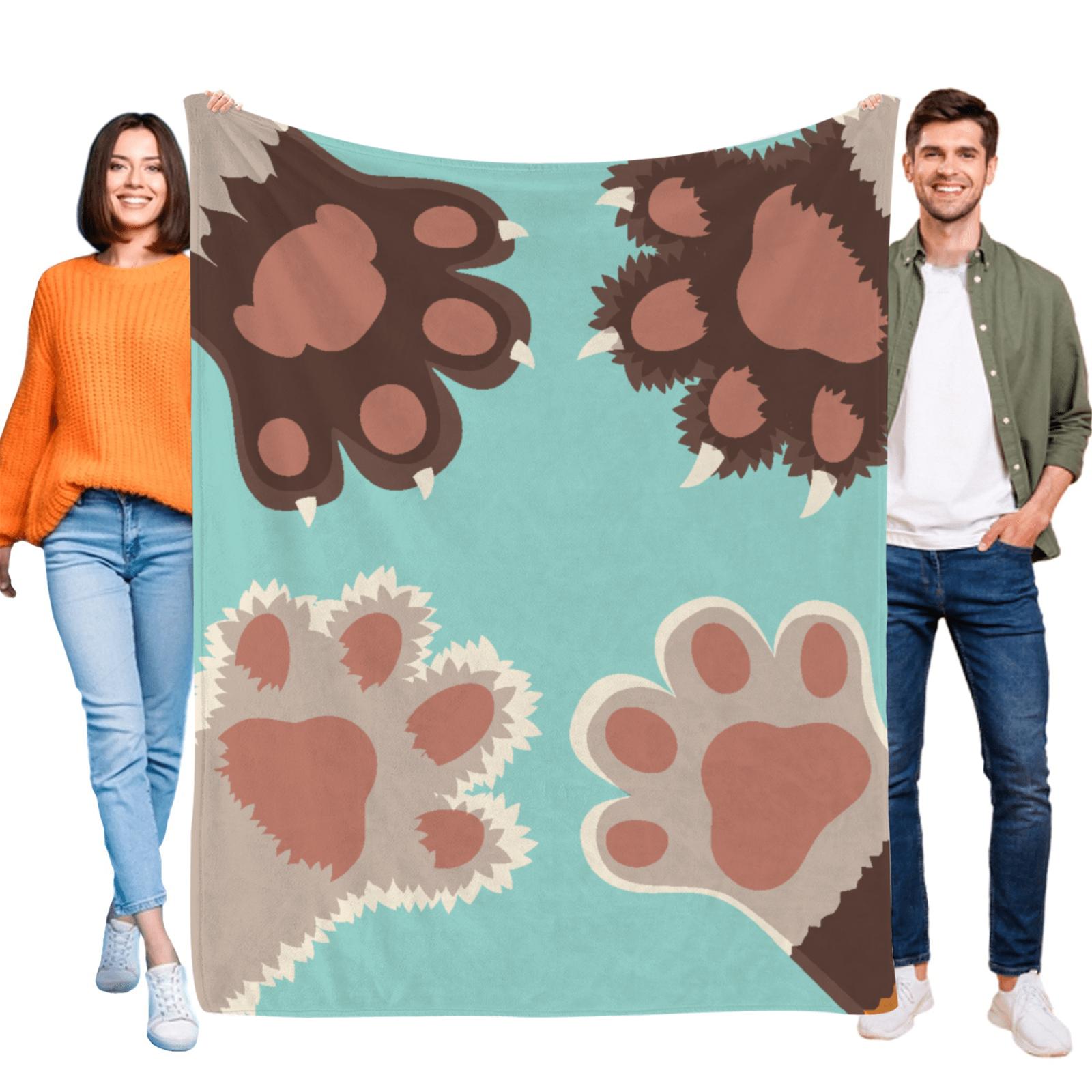 

Dog paw pattern element Flannel printed blanket suitable for all seasons suitable for living room office sofa and travel 75x100cm (30x40inch)