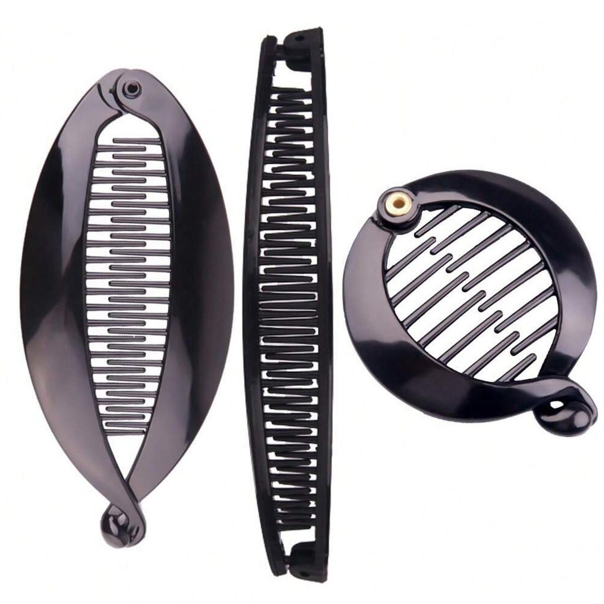 

3/4-Piece Set of Fashionable and Versatile Leopard Print Shiny Banana Clips and Fish-Shaped Hair Clips, Ponytail and Curly Hair