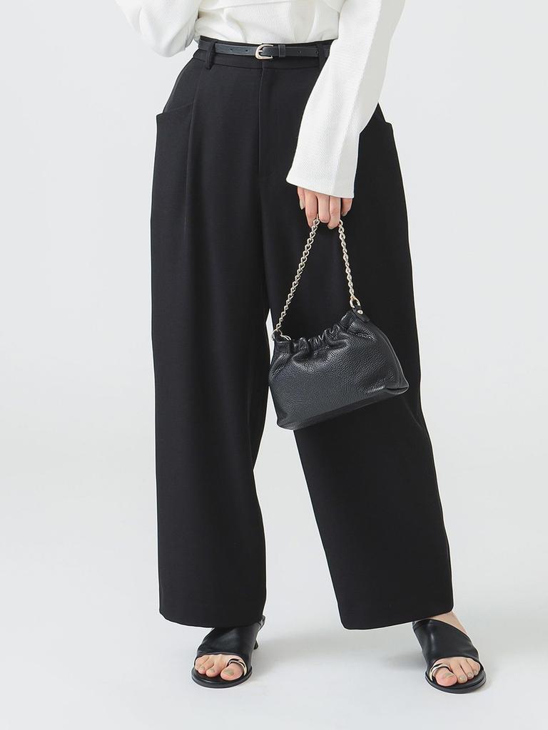 B:MING LIFE STORE by BEAMS Women's Wide Pocket Tuck Pants (Size S-M) Black