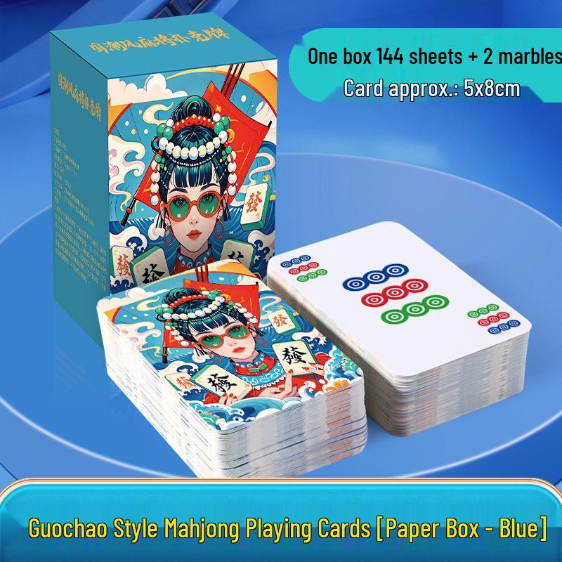 

Portable Waterproof Mahjong Card Set - 144 Thickened Wear-Resistant Cards for Home Use