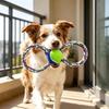 Pet Toys Figure-8 Shape Interactive Chewing Rope with Built-in Tennis Ball Durable Natural Cotton Tug of War Toy for Teeth Cleaning Fresh Breath Dogs