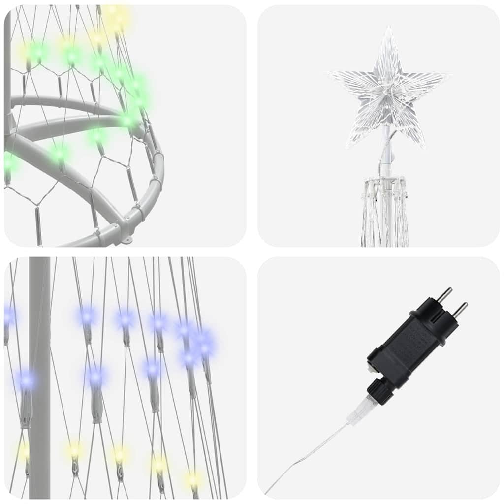 LED Christmas Tree with 290 Multicolor LEDs 250 cm Metal
