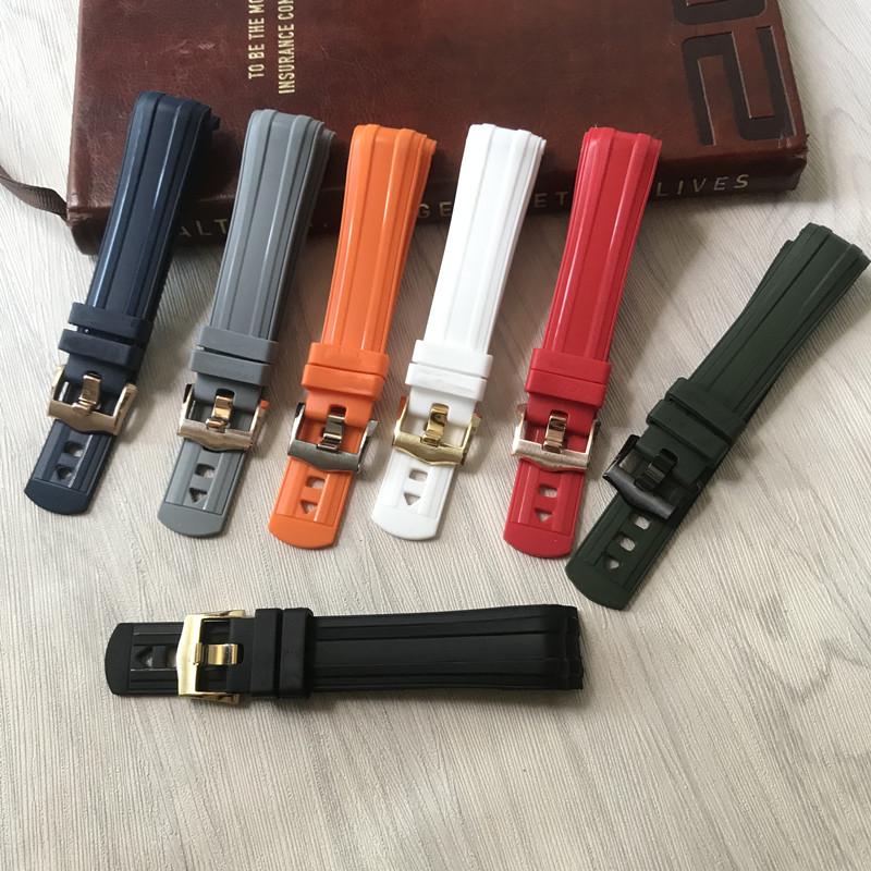 

20 мм ремешок из каучука для Omega Seamaster 300 - Оригинальный мужской ремешок для часов Gray with Silver Buckle + Logo