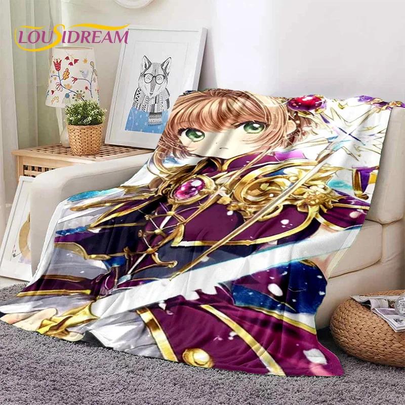 Cartoon Cute Sakura Card Captor Girl Soft Blankets,Keep Warm Throw Blanket Comfortable Blanket for Picnic Beds Sofa Home Bedroom
