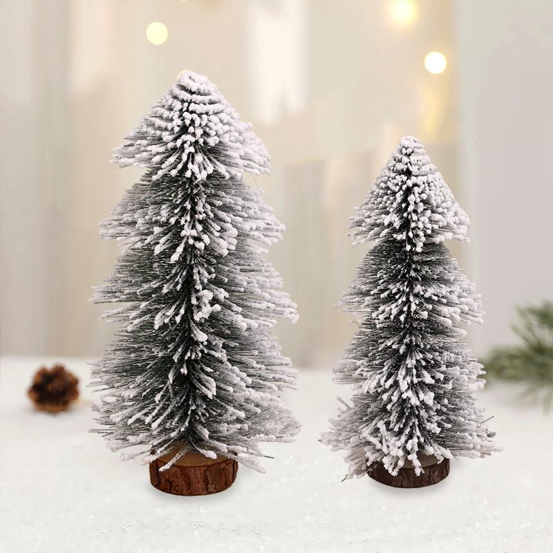 1PC Tabletop Tapered Christmas Tree Ornament Winter-Themed Mini Christmas Tree for Retail