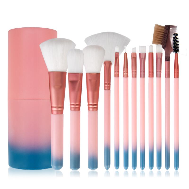 12 makeup brushes, cylinder gradual change beauty makeup tools makeup brush set beauty