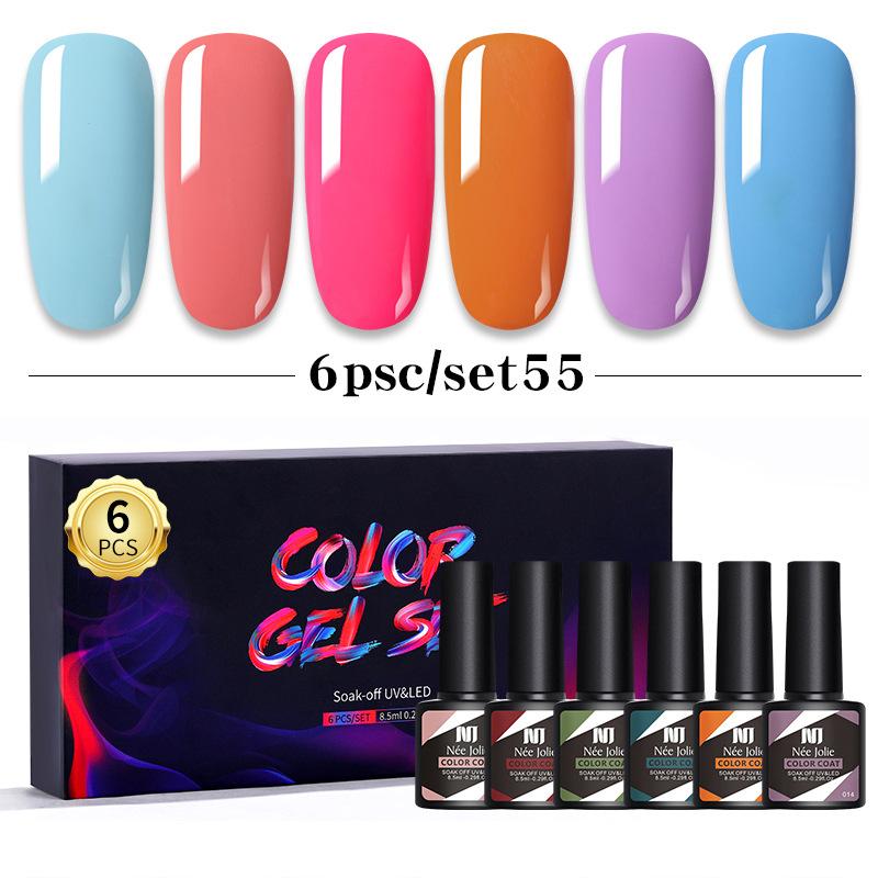 Nail Polish Glue Set 8Ml 6 Bottles Boxed Nail Art Barbie Glue Japanese Nail Color Glue Phototherapy Glue
