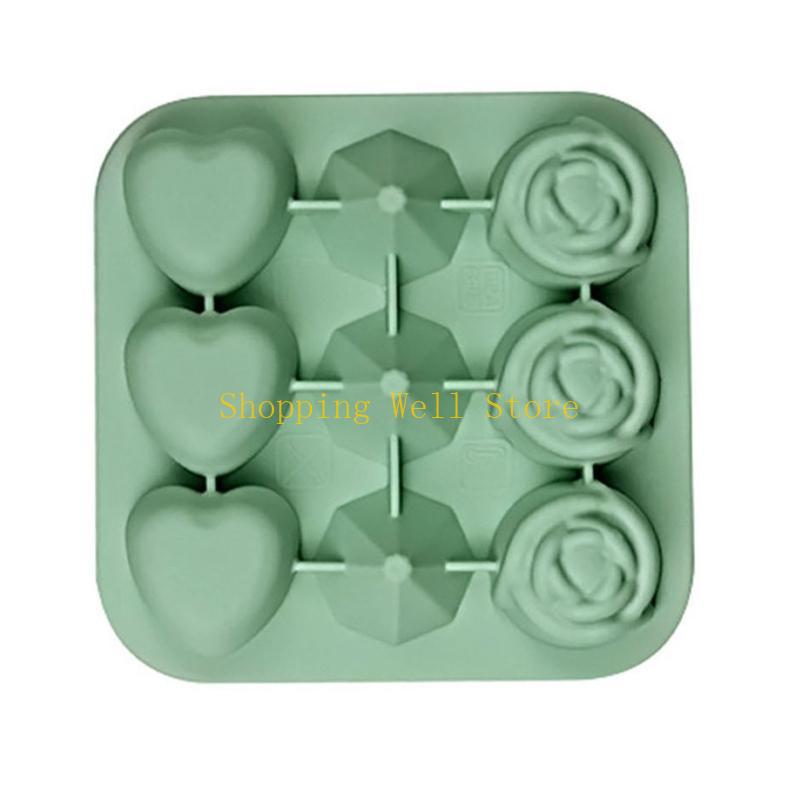 KX4B Rose Heart Diamond Mold Tray Silicone Ice Maker