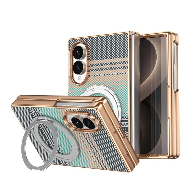 Galaxy Z Fold8 Case With Kevlar Texture Rotating Stand Magnetic Snap-on Full Protection Cover Fold7 Fold6