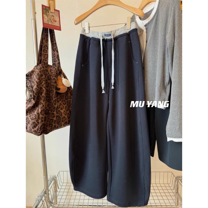 Women's Plus Size Fleece-Lined Wide-Leg Sweatpants - Autumn/Winter Versatile Casual Style