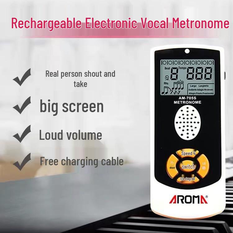 AROMA-705 Universal Rechargeable Metronome for Guitar, Piano, Stand, Drum Set, and Vocals