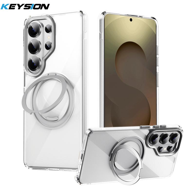 KEYSION N52 Magnetic 360° Ring Stand Case for MagSafe for Samsung Galaxy S26 Ultra 5G S26+ Matte Transparent Shockproof Phone Cover