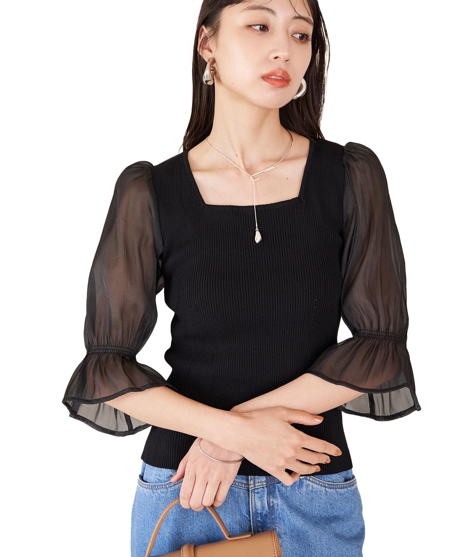 

Органза Рукав-конфета Резинка Черный Мэн F [BIS] Вязаный, Женский, BVM14350, (01),