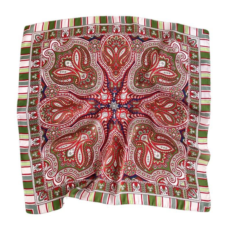 National style cashew silk scarf women's new imitation silk scarf color matching versatile fashion shawl bag head tied hair scarf