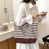 Striped Tote Bag Rope Handle Casual Beach Shoulder Purse Large Capacity