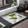 Stainless Steel Cutting Board Anti-Slip L-shaped Edge Chopping Board Multi-Purpose Kitchen Prep Board for Meat Vegetables Dough