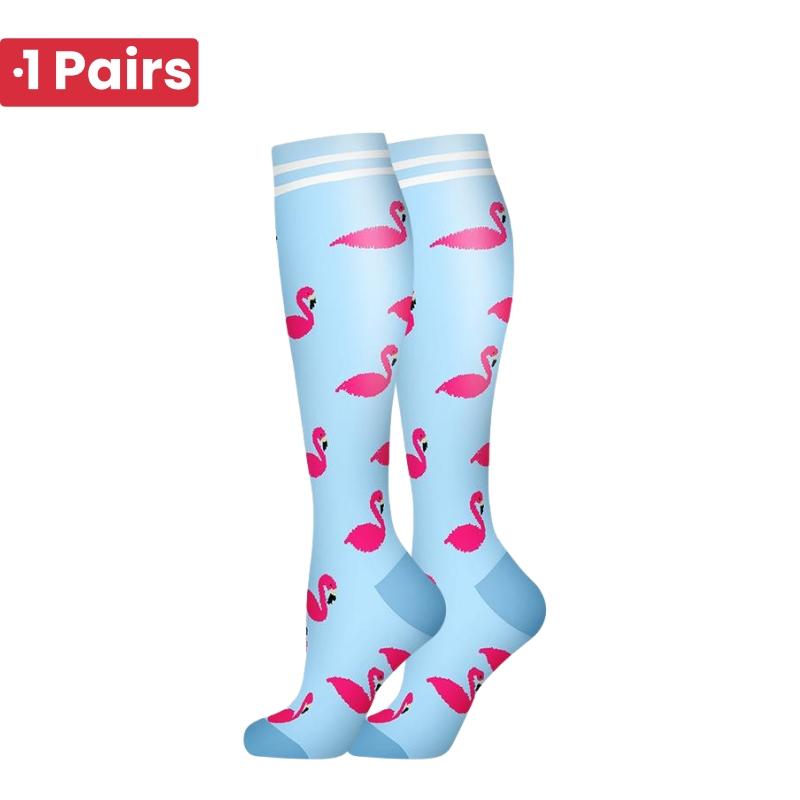 1 Pair Cute Cat Compression Socks Knee High 20-30 Mmhg Fit Medical Edema Diabetes Varicose Veins Running Sports Socks