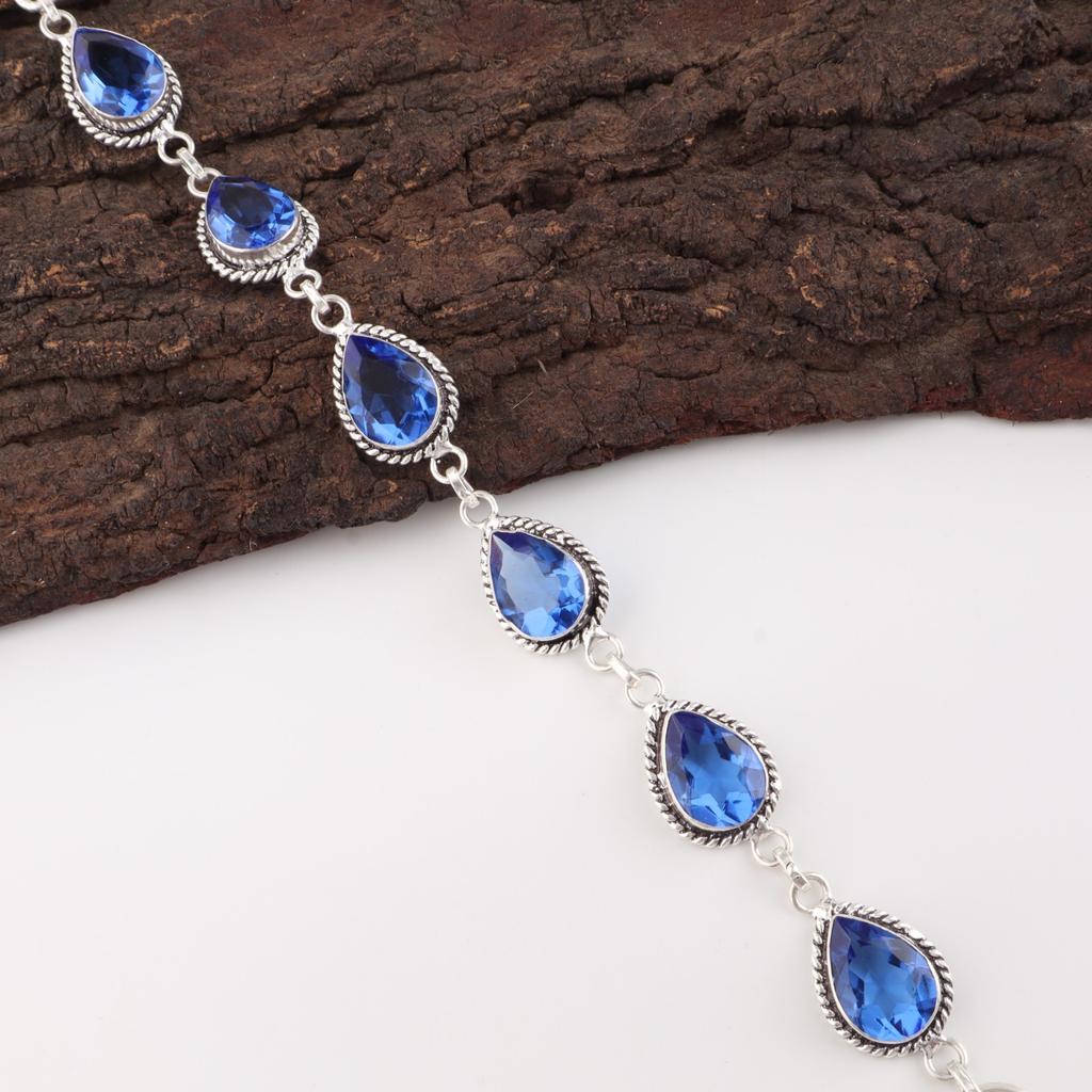 Rare Tanzanite Gemstone 925 Sterling Silver Jewelry Handmade Boho Bracelet 7-9" RB-18-1
