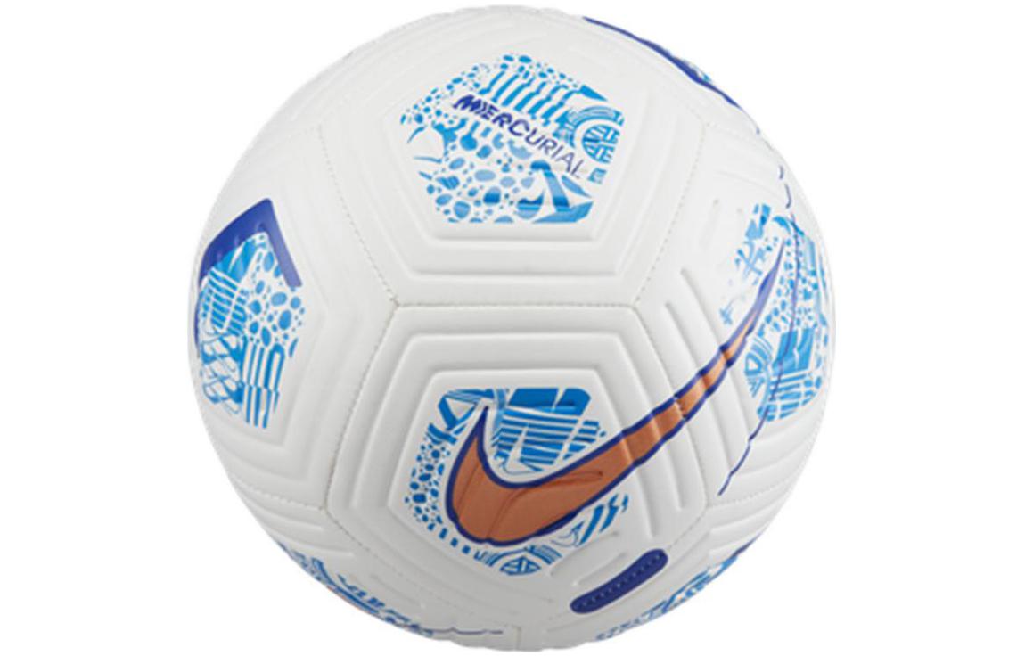Nike 1 3 4 Size 5 Ball Soccer Ball Rubber Machine Stitched Soccer Ball Unisex 100 White/Metallic Copper/Harmony Blue DV2248 Size 5 Ball