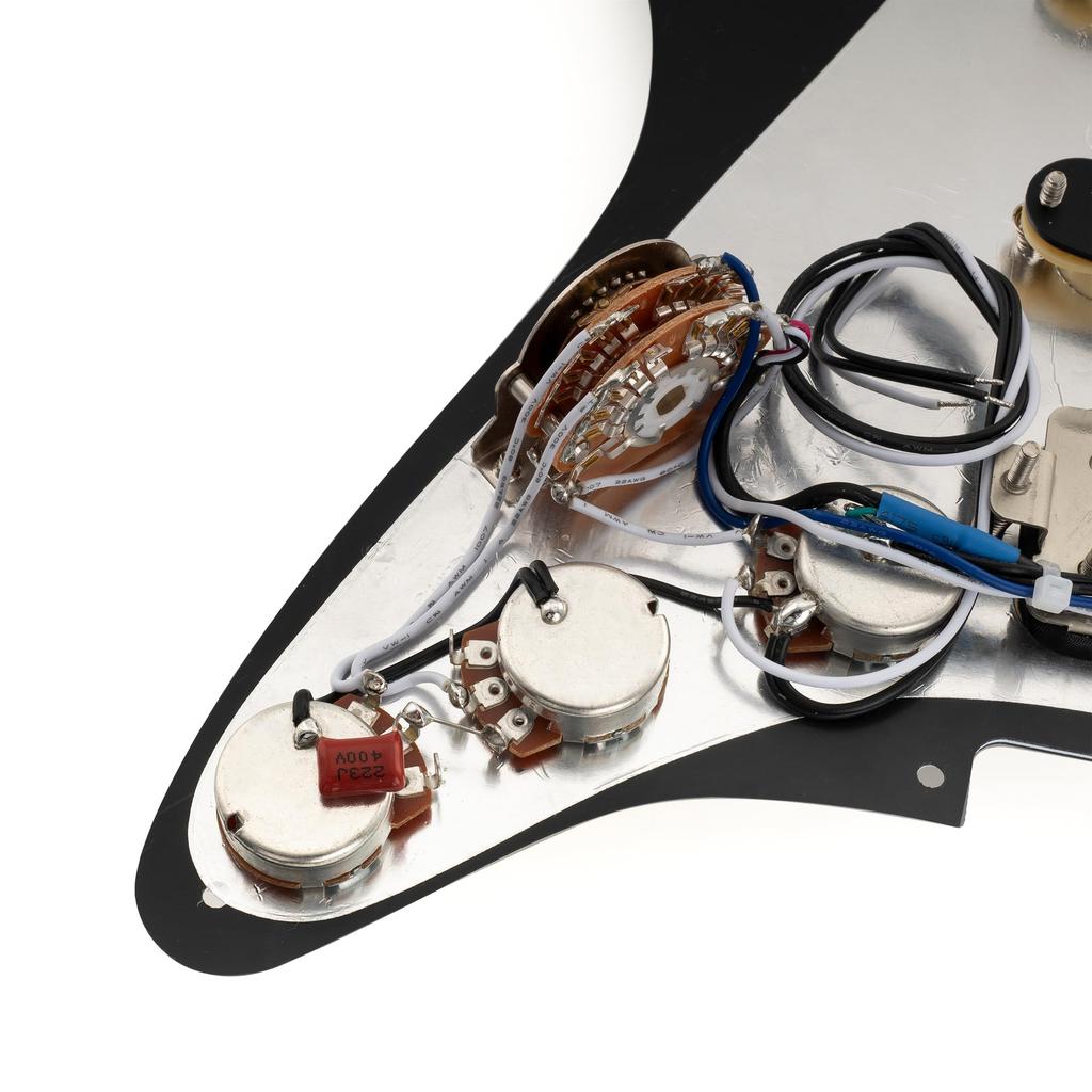 Musiclily Pro SE Schlagbrett mit Alnico 5 Tonabnehmern und Super Switch für ST Strat E-Gitarren mit Zebra Stegtonabnehmer ST-HSS-60SE Vorverkabelt 5-Wege Gitarren,