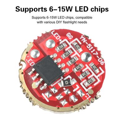 DC 3.7-4.2V 6-15W Lamp Beads Flashlight Gear Driver Controllor 1-speed Flashlight Driver Board DIY Flashlight Accessory 17/20mm