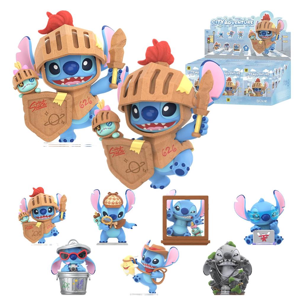 TOP TOY Disney "Stitch City Adventure" Series [Assorted Box of 6] Blind Box Figures, Soft Vinyl Toys, Gift for Birthdays, Christmas, and Disney