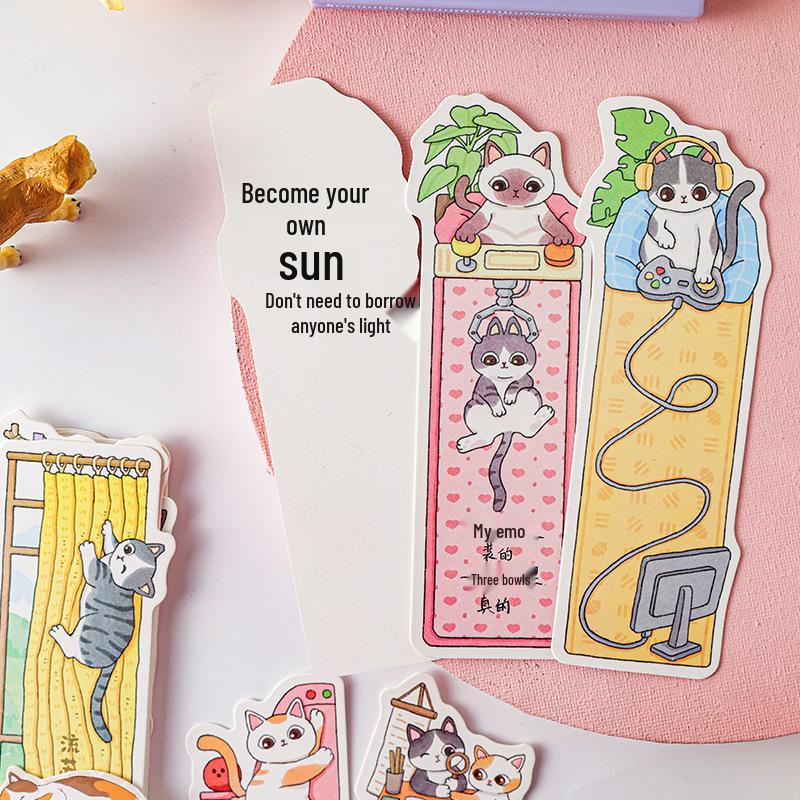Glitter Cat Bookmark - Cute, Writable, Creative Gift for Students