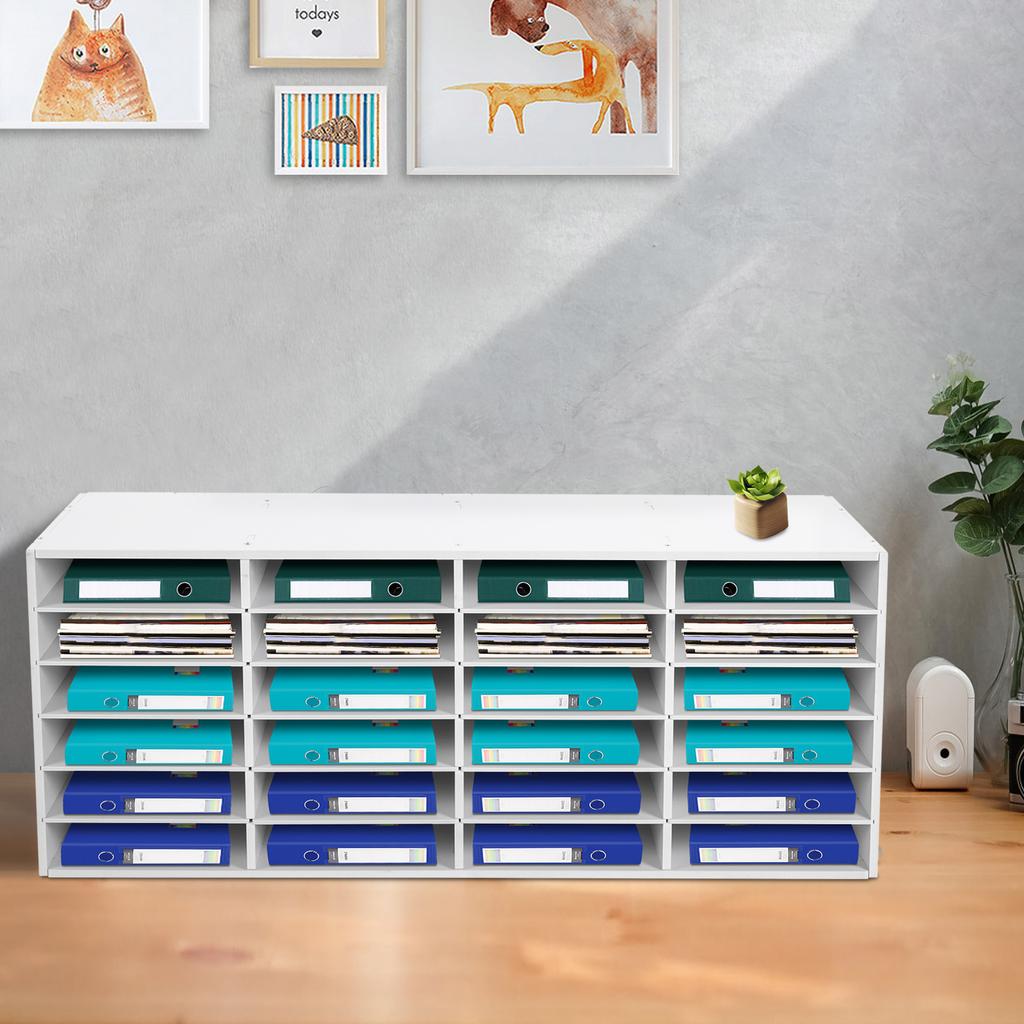 Mailbox for Classroom 24 Slots, Mail Sorter, Paper Organizer Storage, Mail Organizer for Home Library Office Classroom (White)