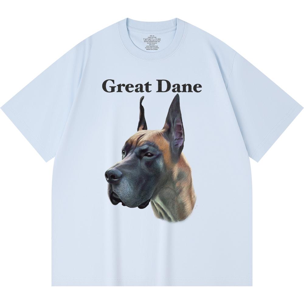230GSM 100% Cotton T-Shirt Great Dane Print Tees Funny Harajuku Style Combed Cotton Tshirt