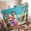 Cocomelon Personalized Flannel Blanket, Custom Printed Text Name, Warm Soft Blanket For Couch Bed