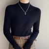 Women's High-End Base Layer for Spring and Autumn Luxury Gray Half-High Neck Sweater Mid-Neck Knit Top