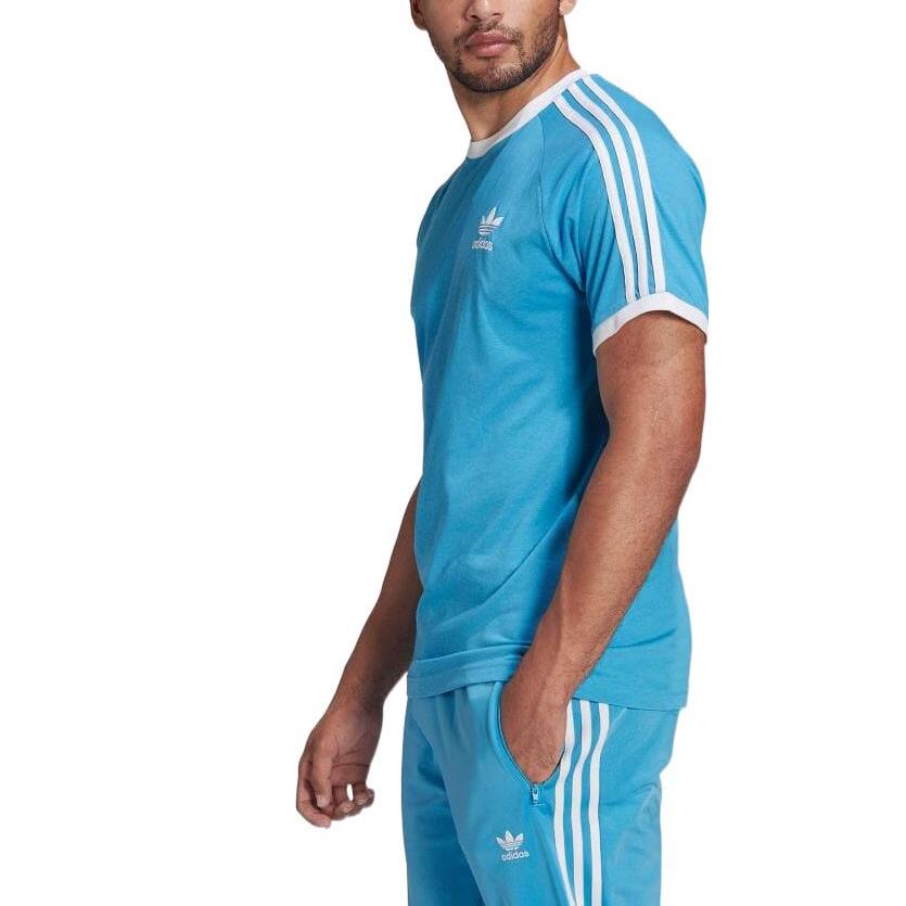 Adidas Originals TRACE CALIFORNIA T Shirts Men's Blue Crew Neck Moderate Straight Fit HB9527