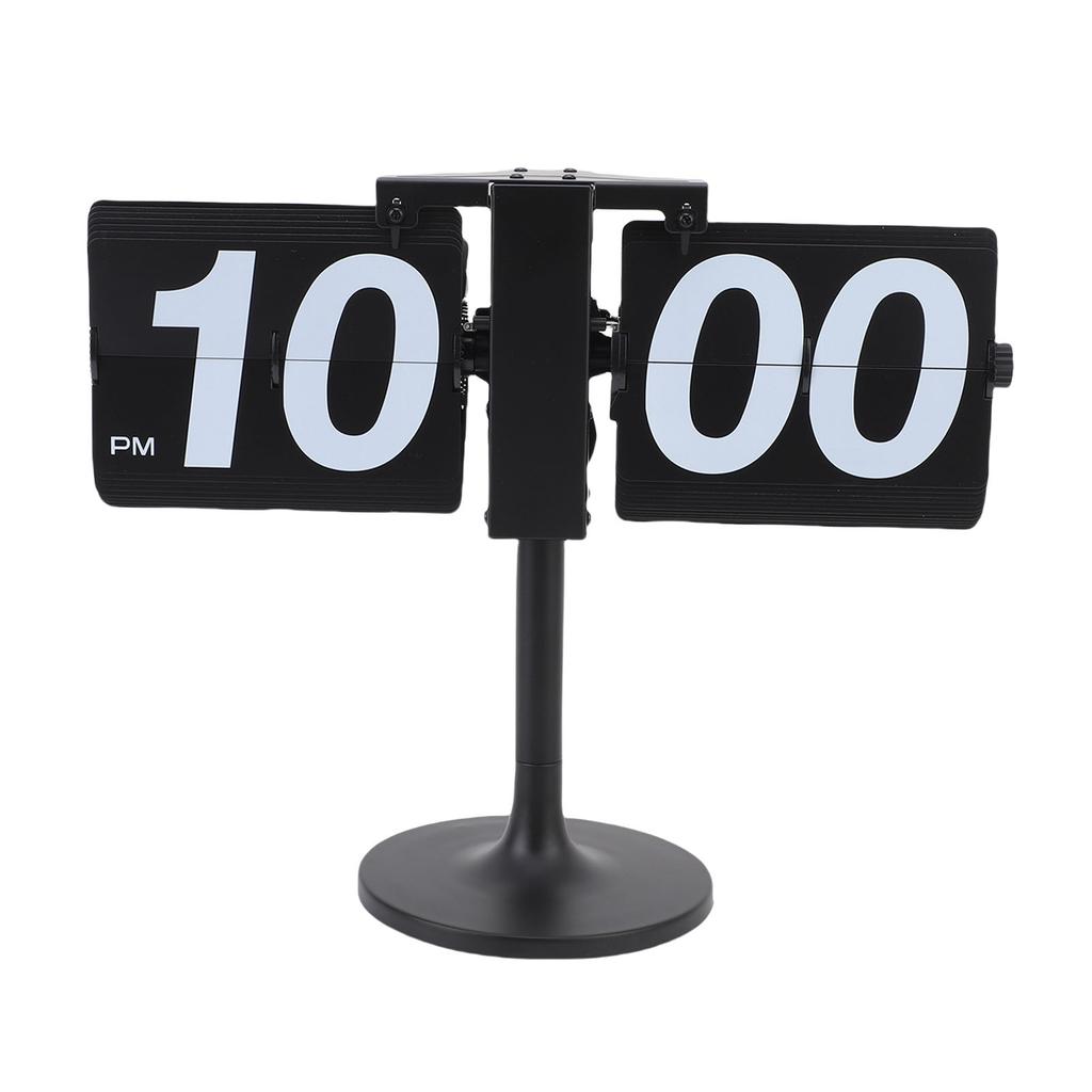 Desk Clock Mechanical Battery Powered 12 Hours Quiet Automatic Page Turning Clock with Extended Rod for Living Room