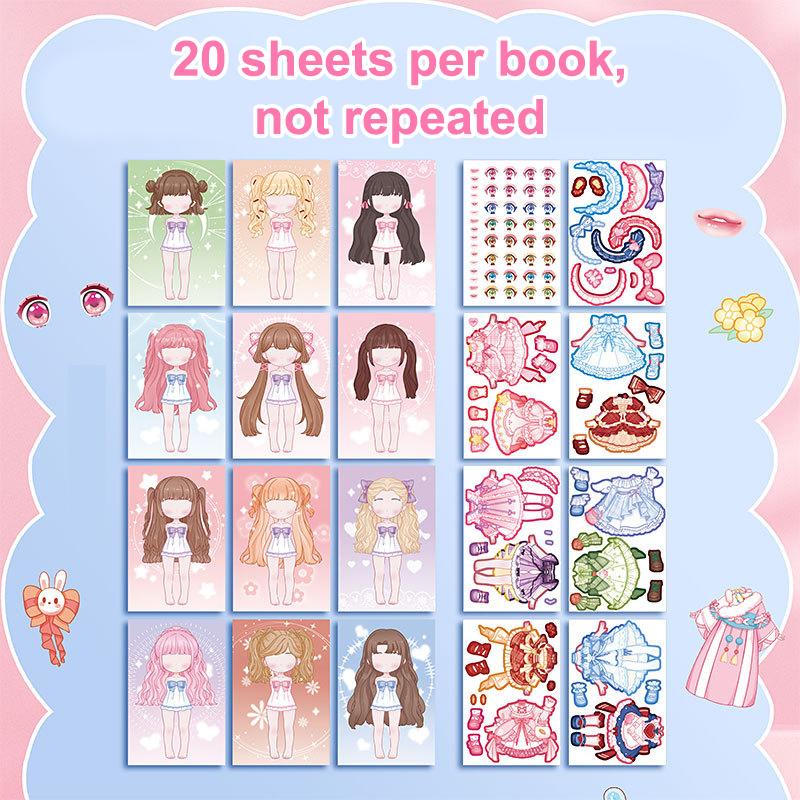 Diy Book Dress Up Sticker Book Cartoon Girl Makeup Show Sticker Book Princess Puzzle Toys Handmade Diy Sticker Toy Kids Gift