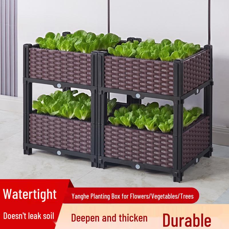 Multi-layer Space-saving Rectangular Planter Box for Indoor/Outdoor Vegetable Gardening