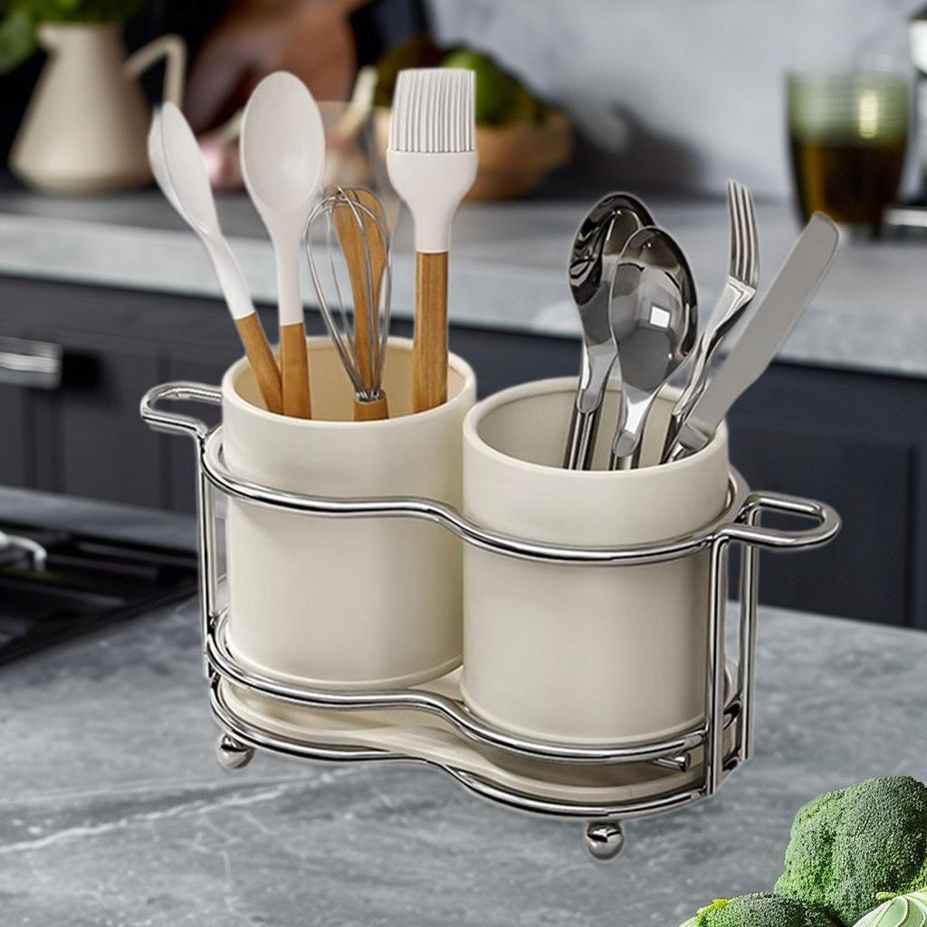 Utensil Holder Cutlery Holder Metal Stable Base Organizer Silverware Rack for