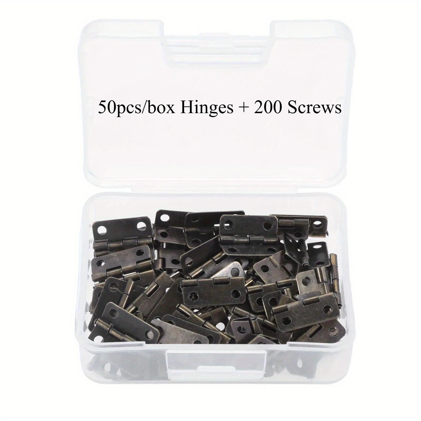 

50pcs/box Hinges + 200 Screws Iron Golden/Antique Bronze 4 Holes Durable Furniture Hardware 16*13mm Mini Rounded Hinge Decor античный бронзовый