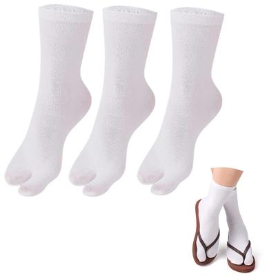WinsGreat Set Tabi Unifarben Einheitsgröße für Hallux-Sandalen 3 Paar Socken, Zehenstegsocken, Baumwolle, Farbe, Antibakteriell, Geruchshemmend, Feuchtigkeitsableitend,