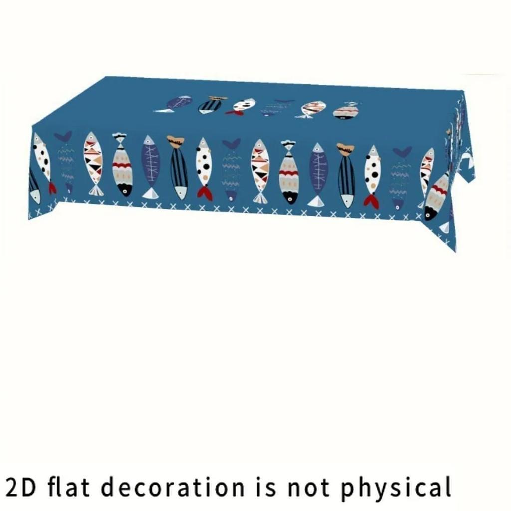 2D flat table cover, party table cover, retro ocean style tablecloth - yzb