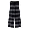 Pantaloni de trening cu dungi 100% cașmir pentru femei: Casual American, Versatil, Talie Elastică, Lungime Podea, Croială Dreaptă.