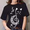 Abstract Cat Sketch 3D Digital Printing Women's Comfortable Round Neck Short Sleeve T-shirt