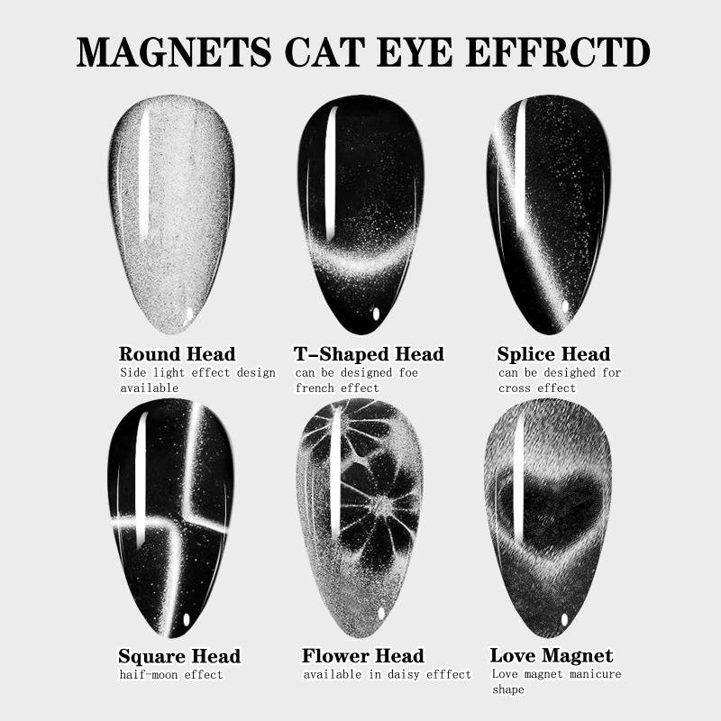 Multifunktionaler 6-in-1 Katzenaugen-Nagelmagnet-Stab Stark Absorbierend DIY-Nagelkunstwerkzeug Professionelle Maniküre-Zubehör
